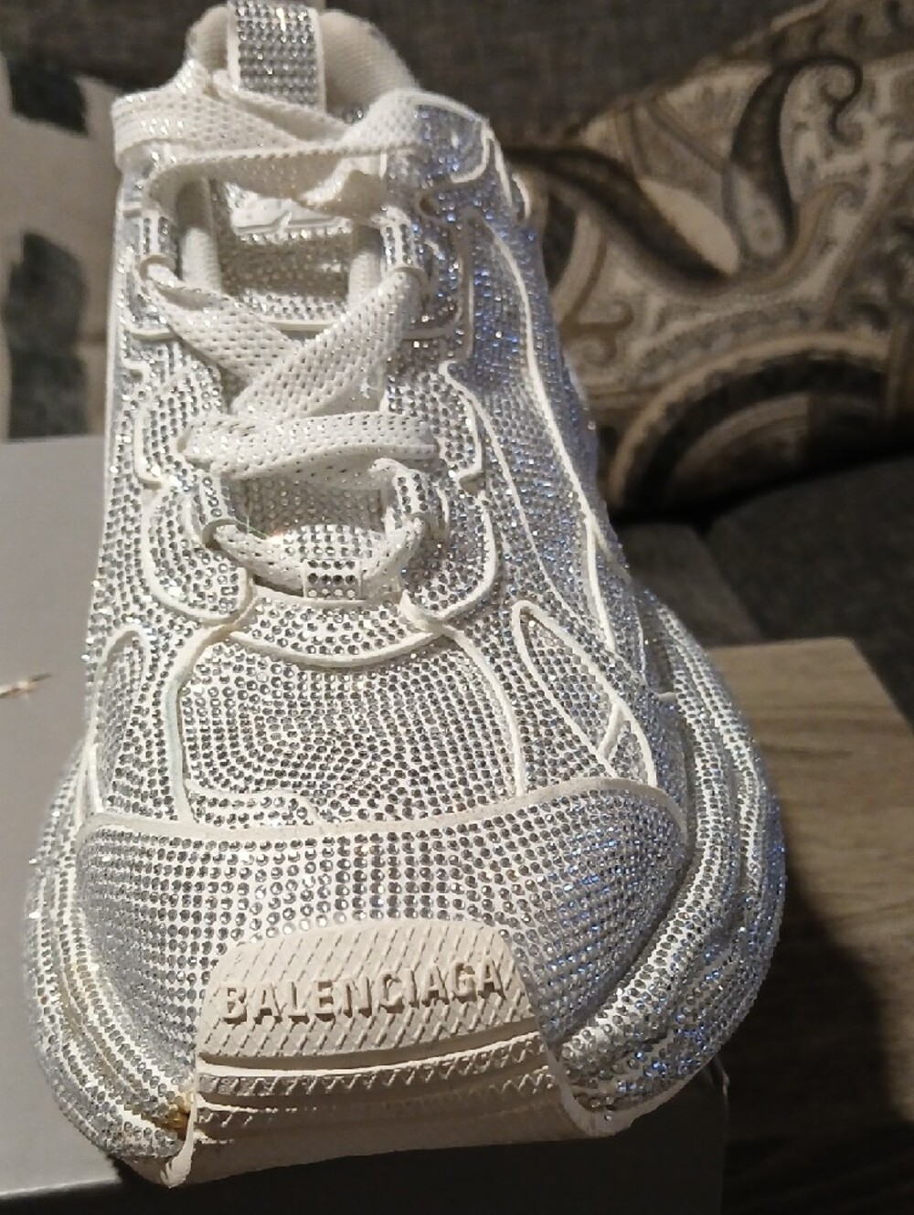 ✨ Balenciaga 3XL “Rhinestones” Low Top Sneakers – Crystal / Light Grey ✨ EU 40 - Picture 4 of 13